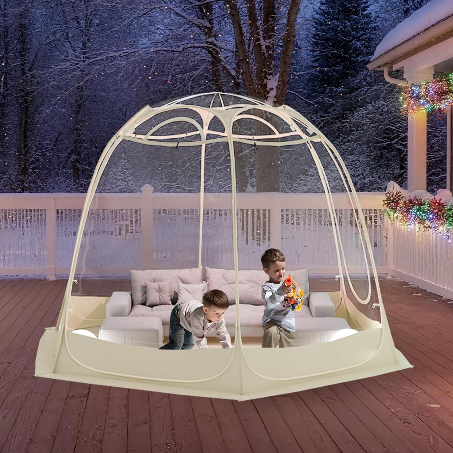 Alt View 5. Circus Cirle - Pop Up Bubble Tent for 8-10 Person, 10×10ft - Beige.