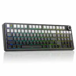 AULA - F99 Pro 99-Key Wireless Hot-Swappable Mechanical Gaming Keyboard with Multifunction Knob and RGB and 8000mAh Battery - Black