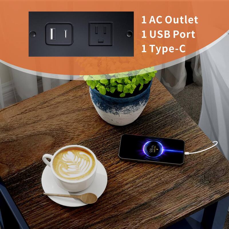 1 AC Outlet  
1 USB Port  
1 Type-C