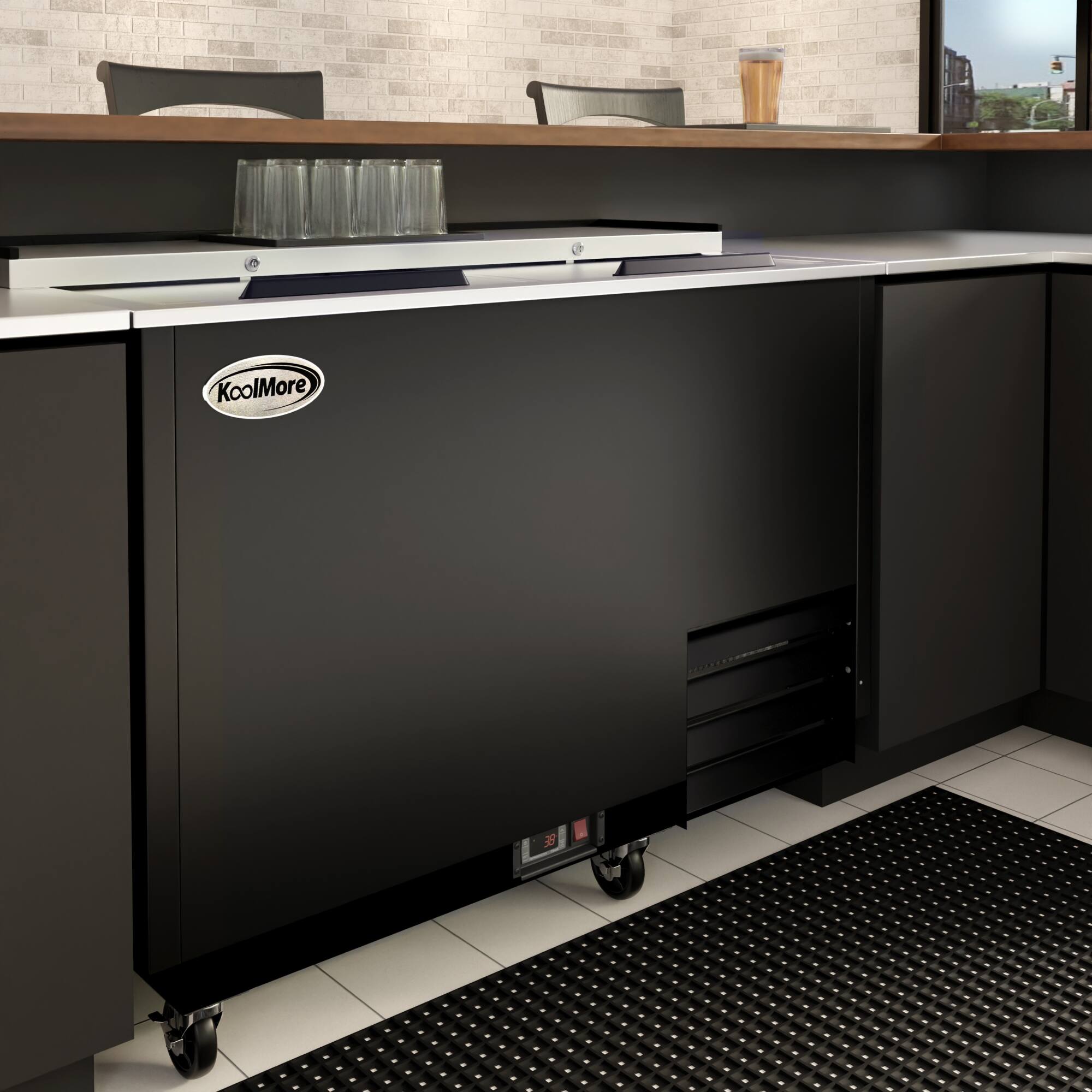 Alt View 1. Koolmore - 50 in. Commercial Glass Froster in Black Steel, ETL Listed, 14 cu. ft. (KM-GF50-BK) - Black painted steel.