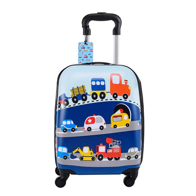 Alt View 7. HTUTWOO - Kids Luggage 5-Piece Set (18") - Hardside Rolling Suitcase with Backpack & U-Shape Pillow, Truck Design for Girls & Boys - Blue.