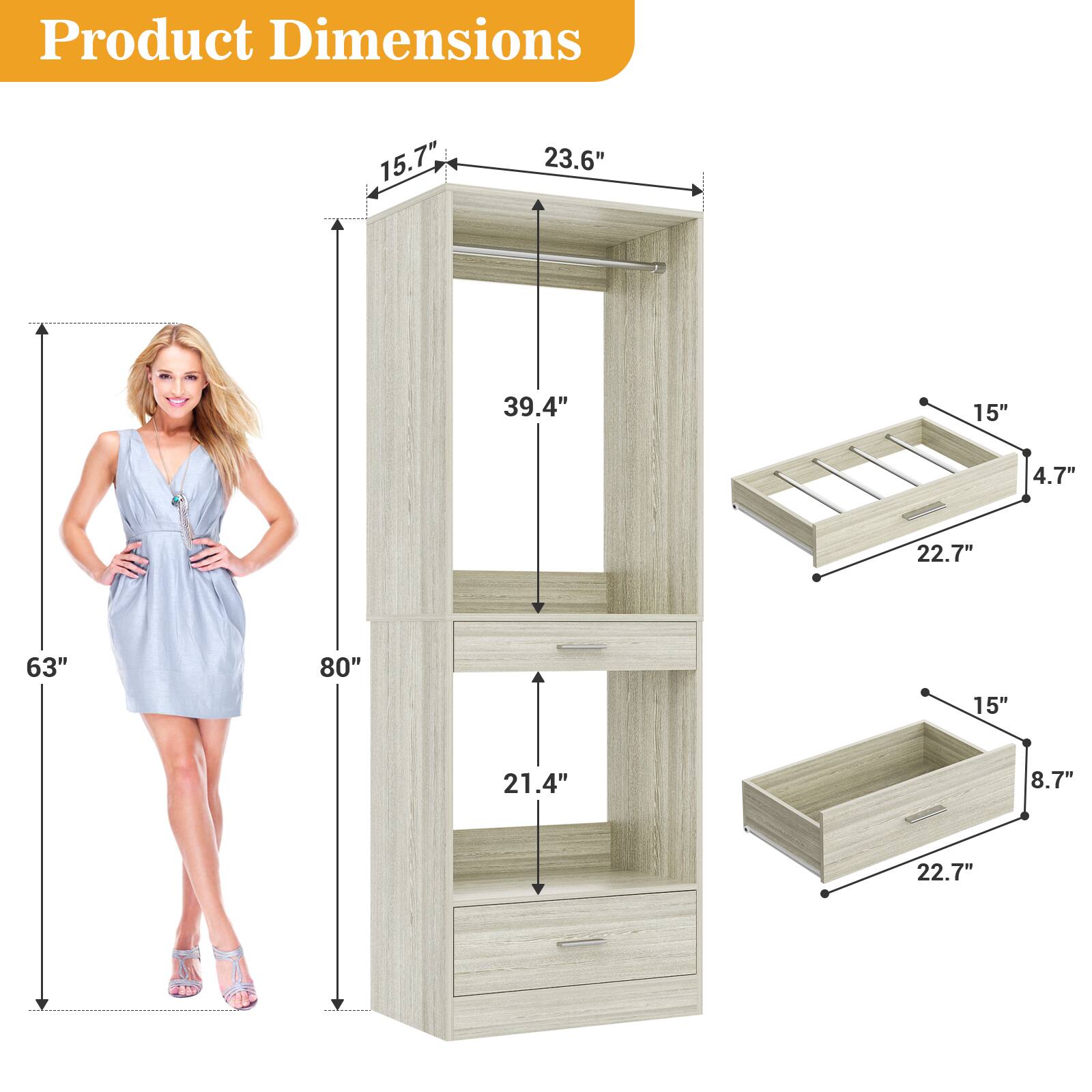 Product Dimensions: 15.7" x 23.6" x 39.4" x 15" x 4.7" x 22.7" x 63" x 80" x 15" x 21.4" x 8.7" x 22.7"