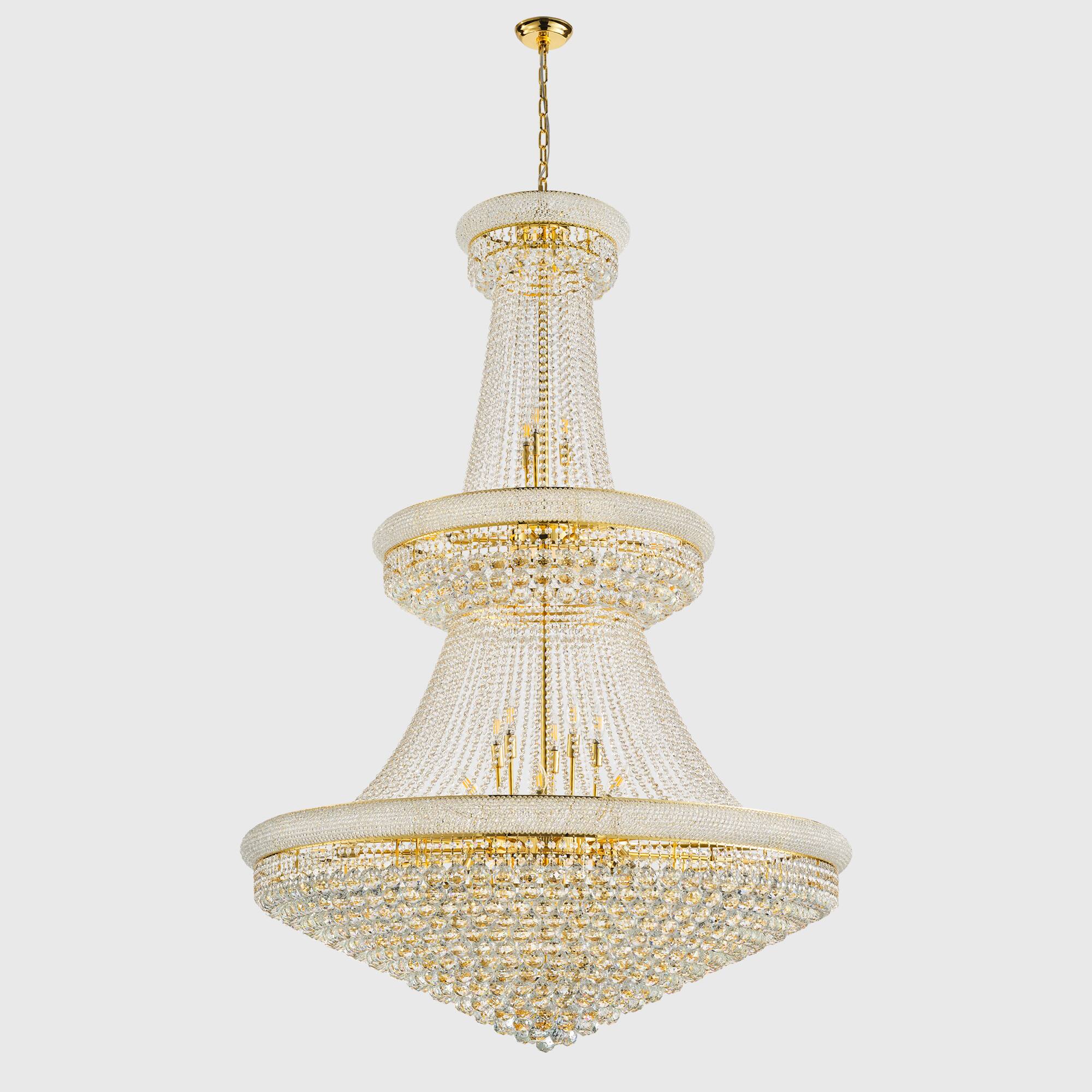 Alt View 4. Boyel Living - 48 Inch Grand Gold Crystal Chandelier 3 Tier Empire Style with 42 E12 Bulbs and 680 Crystal Balls.