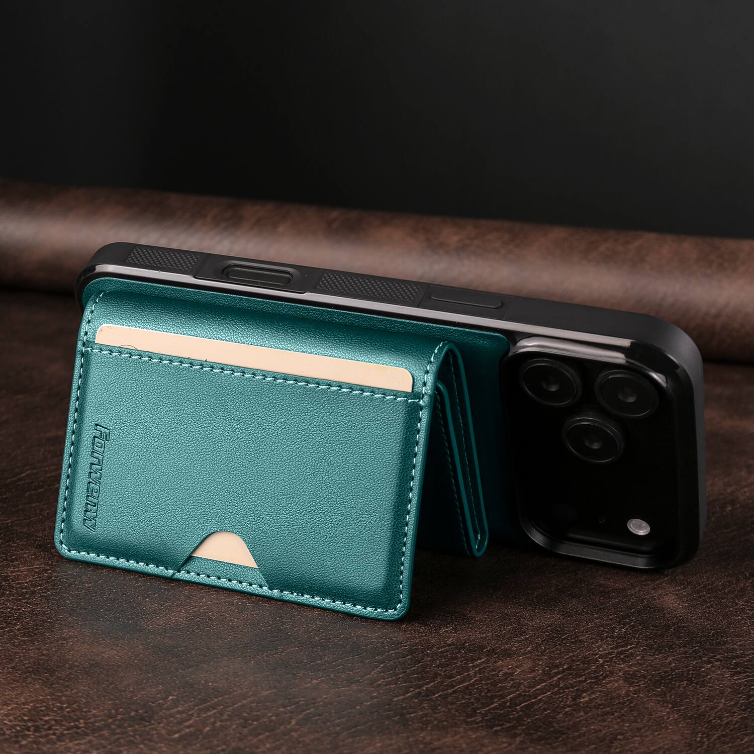Alt View 2. Dteck - 2-in-1 Magnetic Detachable Wallet Case for Apple iPhone 17 Pro Max, PU Leather Shockproof Cover with Kickstand - Green.