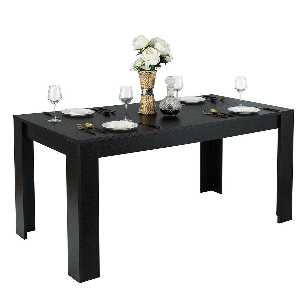 Alt View 4. SlickBlue - Rectangular Modern Dining Table for 6 People for Kitchen or Dining Room - Black.