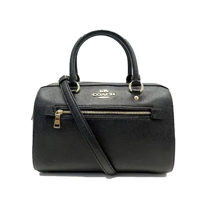 Front. Coach - Satchel with Shoulder Strap - Black/Gold.