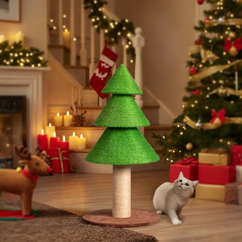 Alt View 7. Winado - Portable 31.5in Christmas Cat Tree Large Sisal Cat Scratching Post, Tower for Cats Toy Indoor Party Holiday Decoration - Grass Green.