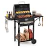 Front. Costway - Costway 284 sq.in. Charcoal Grill with 2 Side Tables, Thermometer, Wheels - Black.