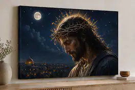 FC Design - Large Midnight Sacred Crown Canvas 24x36" Ready-to-Hang Religious Art Painting Home Wall Decor - MultiColor
