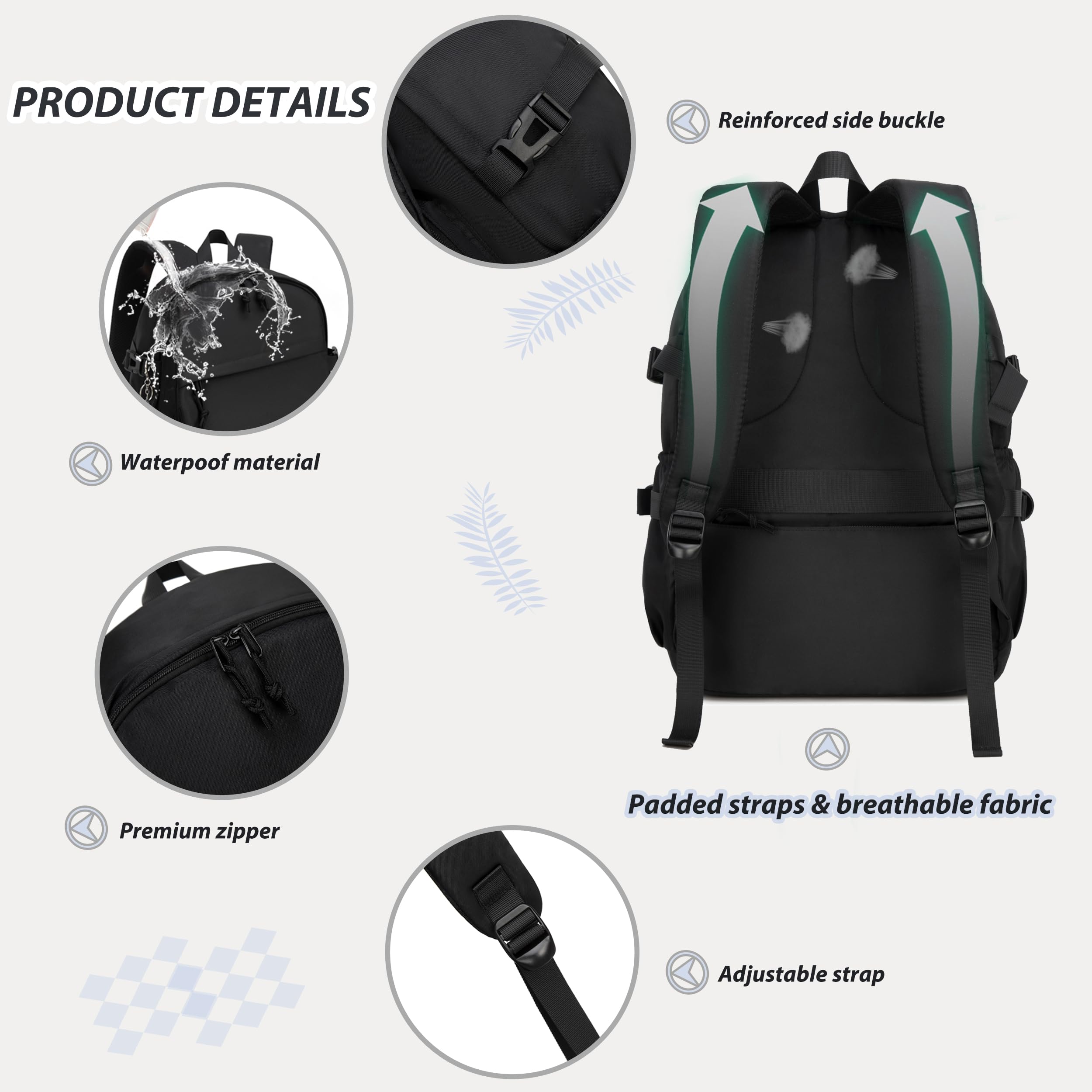 Alt View 1. Live At Space - College School Bag For Men Women Laptop Backpack 15 6 Inch Anti Travel Daypack Large Elementary Middle High Bookbags - Black-set-Medium.