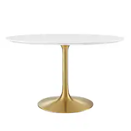 Lippa 48" Round Wood Dining Table by Modway - Gold White