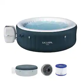 Bestway - SaluSpa Miami AirJet 4-6 Person Inflatable Hot Tub w/ EnergySense Cover - Deep Blue