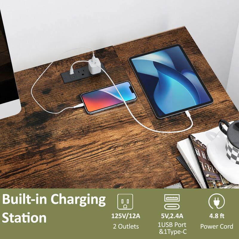 TE HR T17 KOT Built-in Charging Station 125V/12A 2 Outlets 5V, 2.4A 4.8 ft 1USB Port & 1Type-C Power Cord