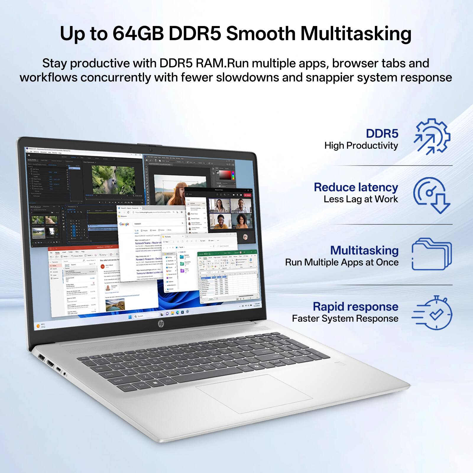 Up to 64GB DDR5 Smooth Multitasking

Stay productive with DDR5 RAM. Run multiple apps, browser tabs and workflows concurrently with fewer slowdowns and snappier system response

DDR5 High Productivity

Reduce latency Less Lag at Work

Multitasking Run Multiple Apps at Once

Rapid response Faster System Response
