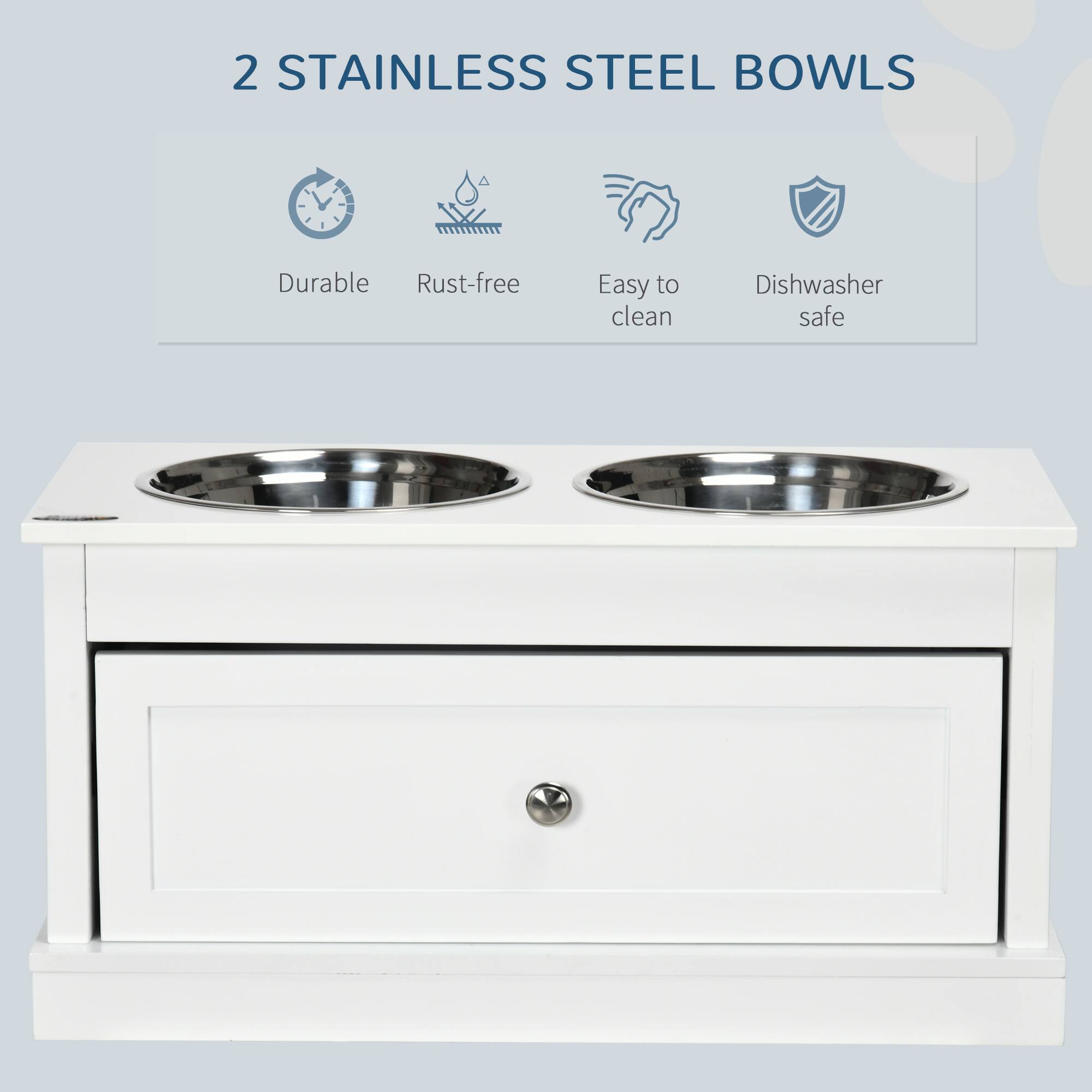 2 STAINLESS STEEL BOWLS

- Durable
- Rust-free
- Easy to clean
- Dishwasher safe