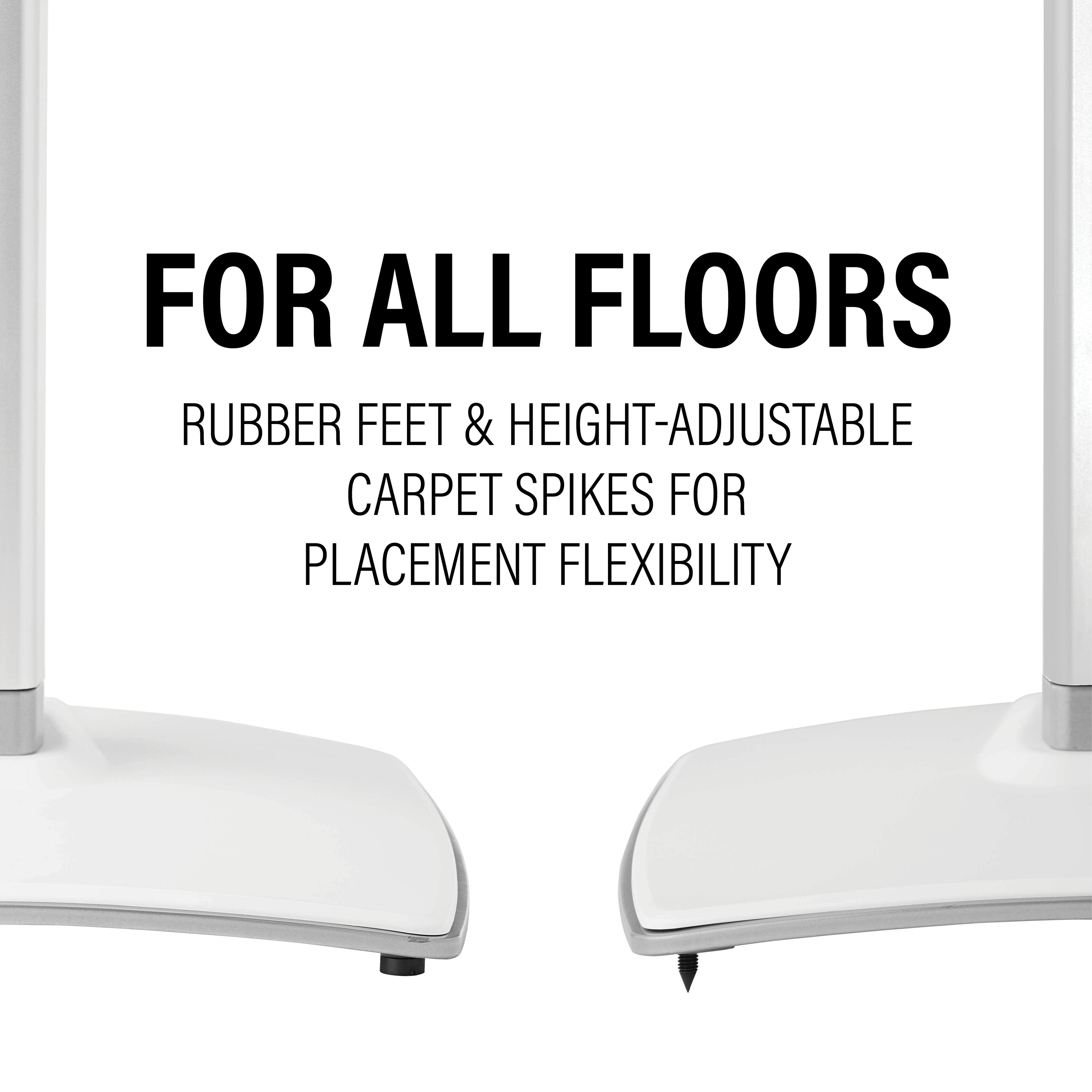 For All Floors: Rubber Feet & Height-Adjustable Carpet Spikes for Placement Flexibility.