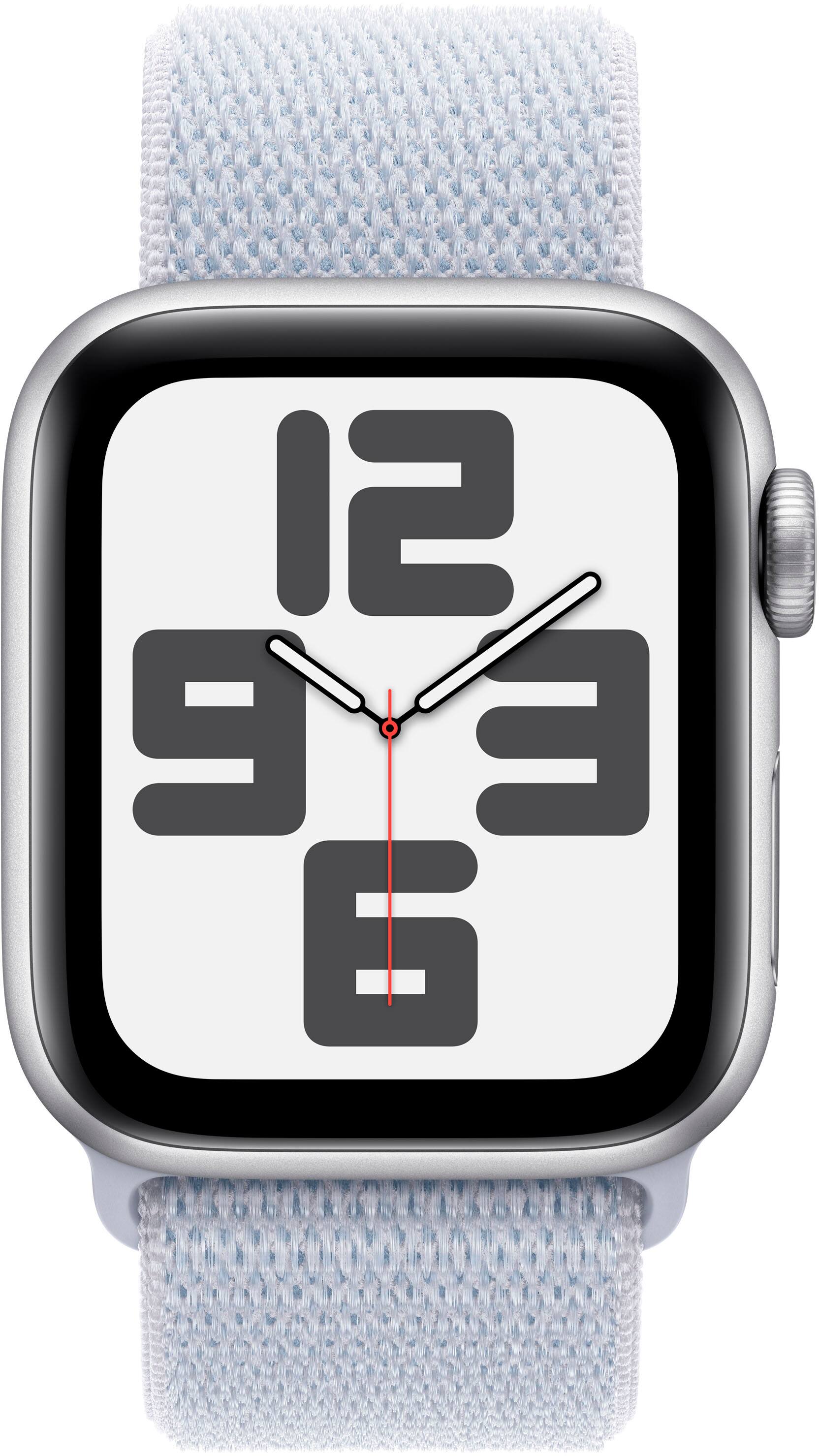 Alt View 11. Apple - Apple Watch SE 2nd Generation (GPS) 40mm Aluminum Case with Blue Cloud Sport Loop - One Size - Silver.