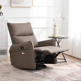 APRILSOUL - Pu Rocking Recliner Chair Swivel Nursery Rocking Glider Chair Side Pocket - Brown