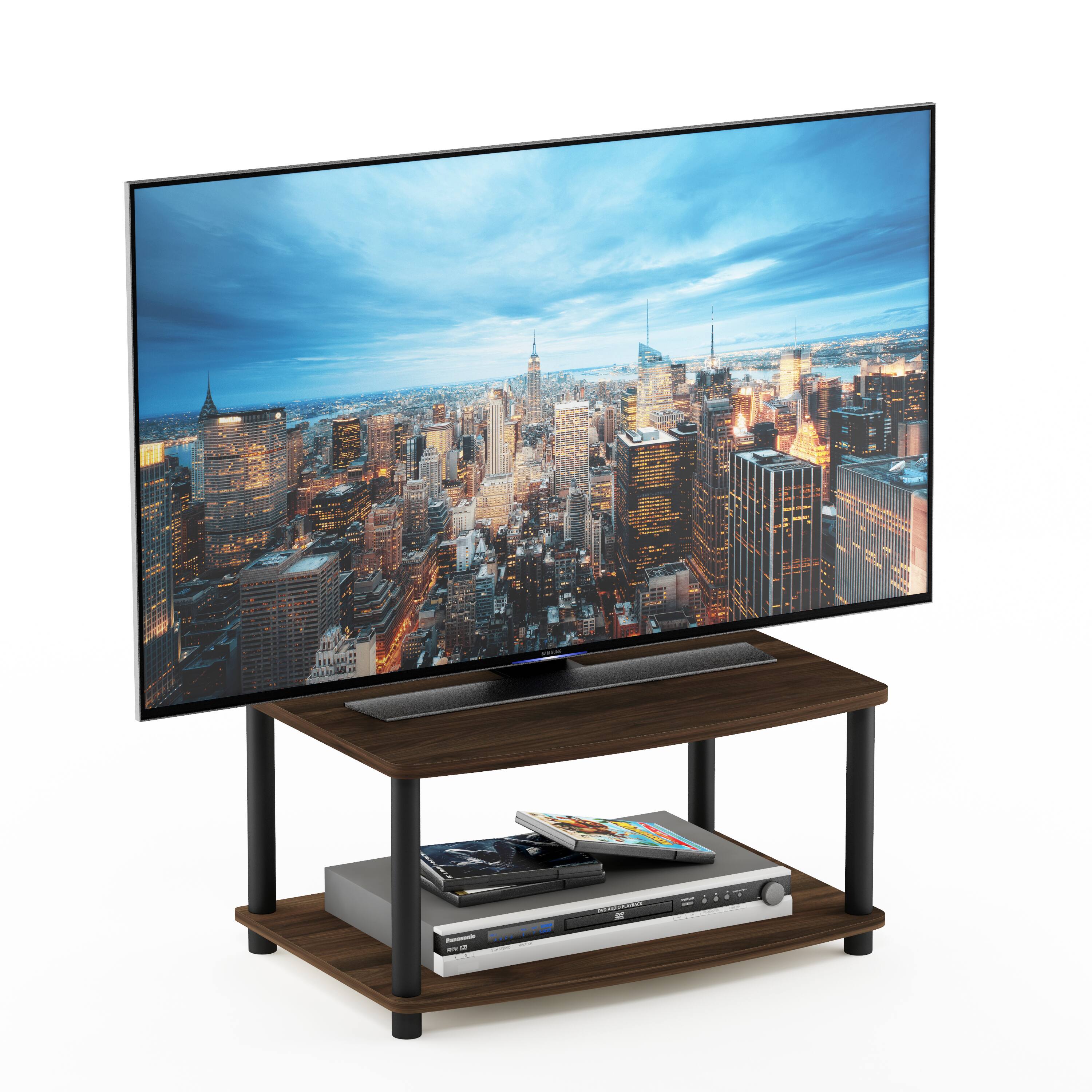Alt View 3. Furinno - Turn-N-Tube No Tools 2-Tier Elevated TV Stand - Columbia Walnut/Black.