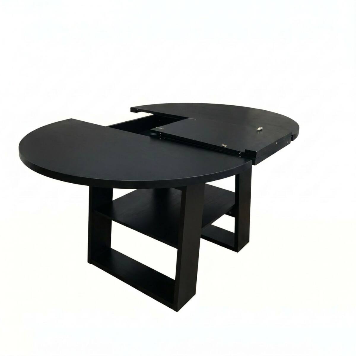 Alt View 3. Loheer - Loheer Extendable Round Dining Table, Black Particle Board, Round to Oval Table for Four to Six - Black.