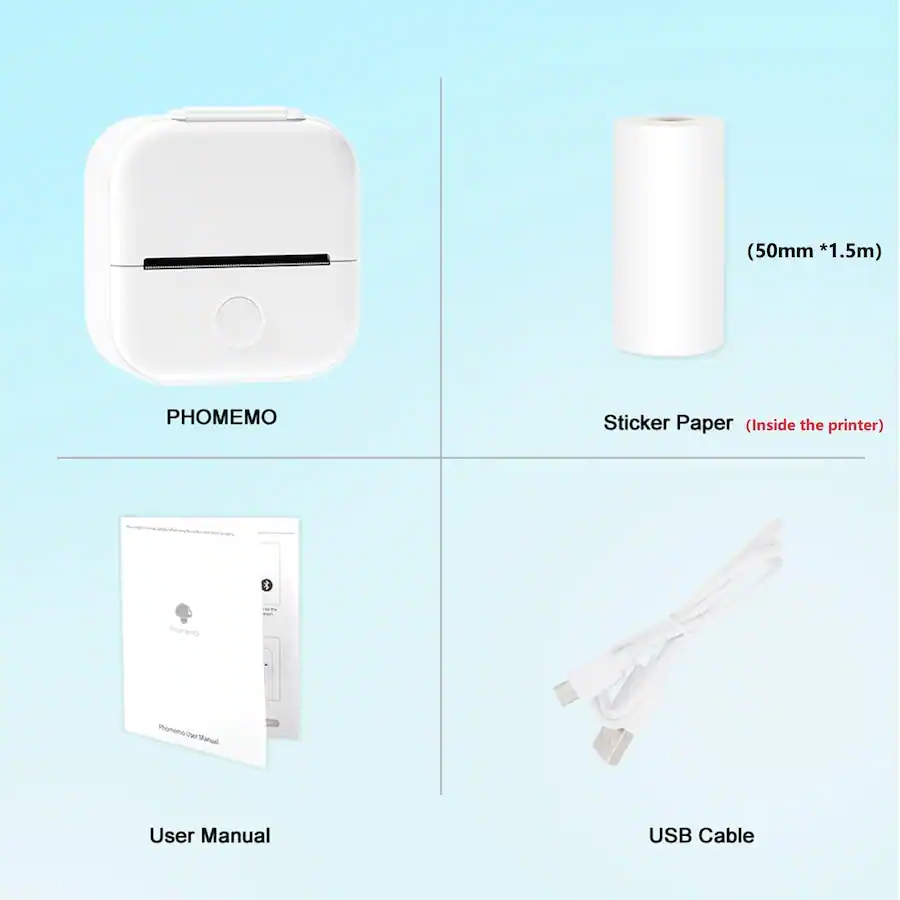 Phomemo T02 Portable Mini Sticker Maker for Study Notes, Photos, DIY ...