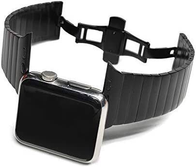Back. Worryfree Gadgets - Worryfree Gadgets Stainless Steel Band for Apple Watch Ultra 49mm for Men Women - Black - Black.