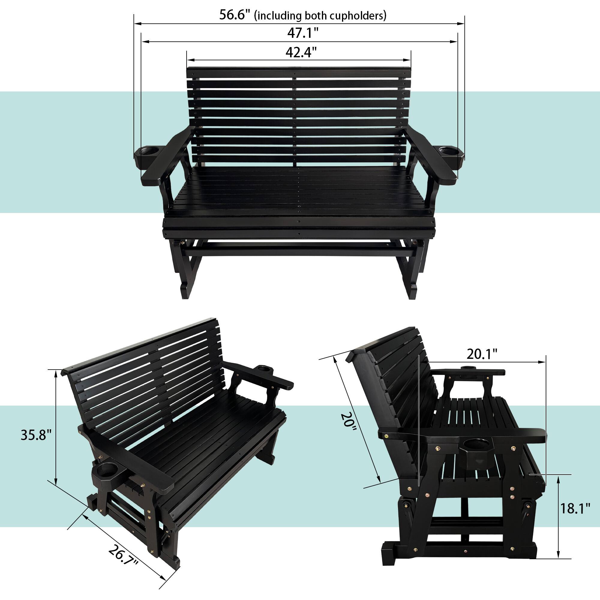 56.6" (including both cupholders)  
47.1"  
42.4"  
20.1"  
35.8"  
20"  
18.1"  
26.7"