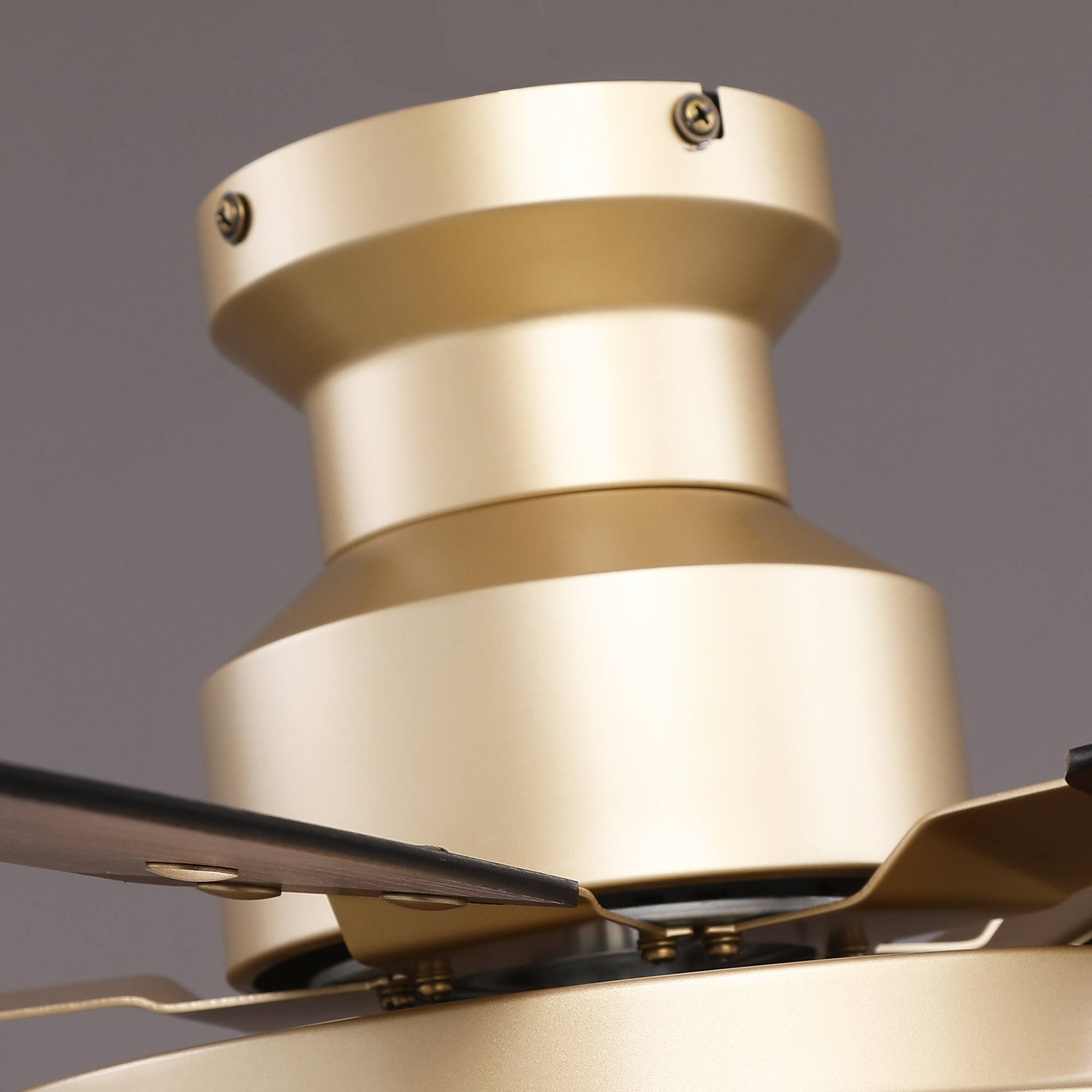 Alt View 9. Vaczon - 52" Modern Reversible Blades Smart Flush Mount Ceiling Fan with Dimmable LED Light and Remote, APP Control - Gold.