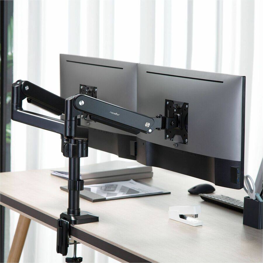 Alt View 2. Rocstor - Rocstor ErgoReach Mounting Arm for LED Display, LCD Display, Monitor - Matt Black - Landscape/Portrait - 2 Display(s) - Matt Black.