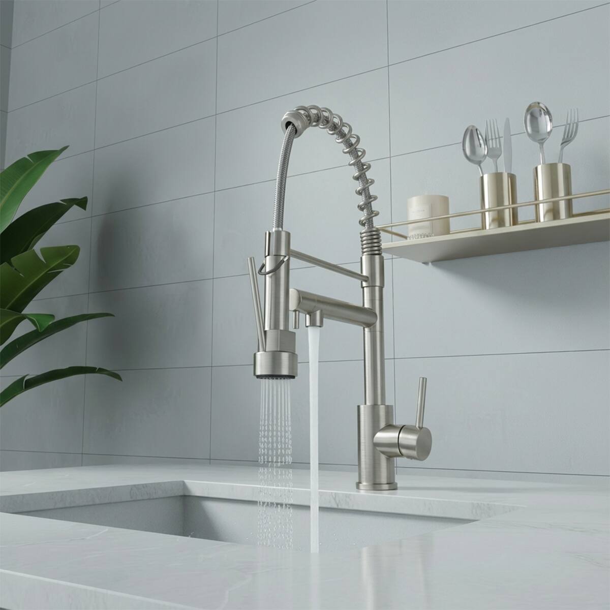 Alt View 10. Ropilly - Ropilly Pull Down Kitchen Faucet, Touch On Single Handle, Brushed Nickel Spring Neck Single Hole Faucet - Brushed Nickel.