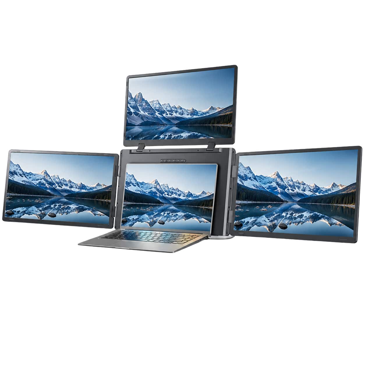 Front. INVZI - MagHub Quad Max 18.5" Portable Monitor for Laptops - Quad Screen Laptop Extender with Foldable Multi-Screen Workspace, U.