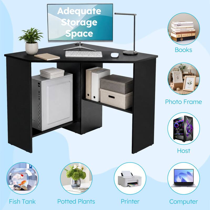 Adequate Storage Space: Books, Photo Frame, Host, Fish Tank, Potted Plants, Printer, Computer