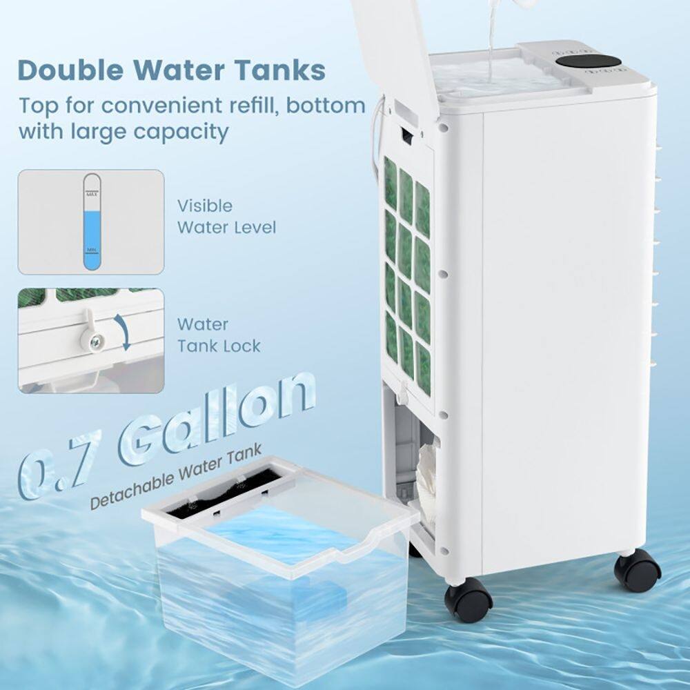 Double Water Tanks Top for convenient refill, bottom with large capacity M Visible Water Level - Water Tank Lock 0.7 Gallon Water Tank Detachable