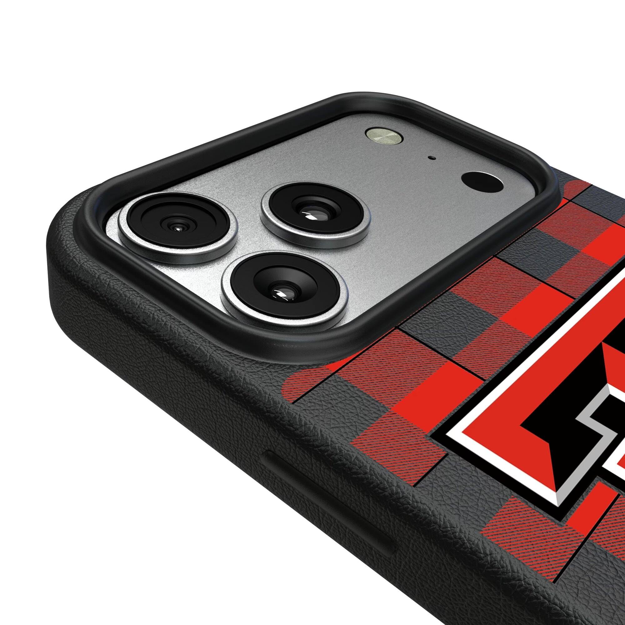 Alt View 2. Keyscaper - Texas Tech Red Raiders Plaid Magnetic Bump iPhone Case - 15 - Black.