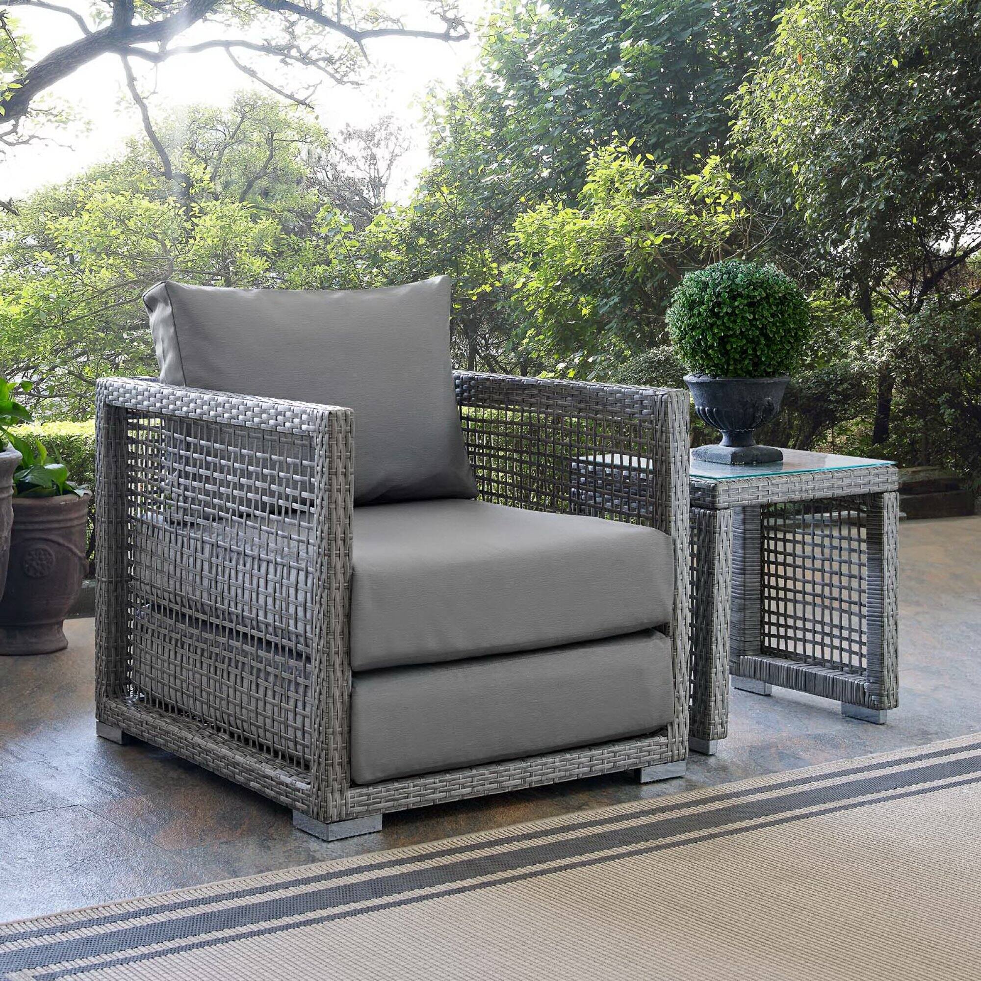 Aura Rattan Outdoor Patio Armchair by Modway - Gray Gray