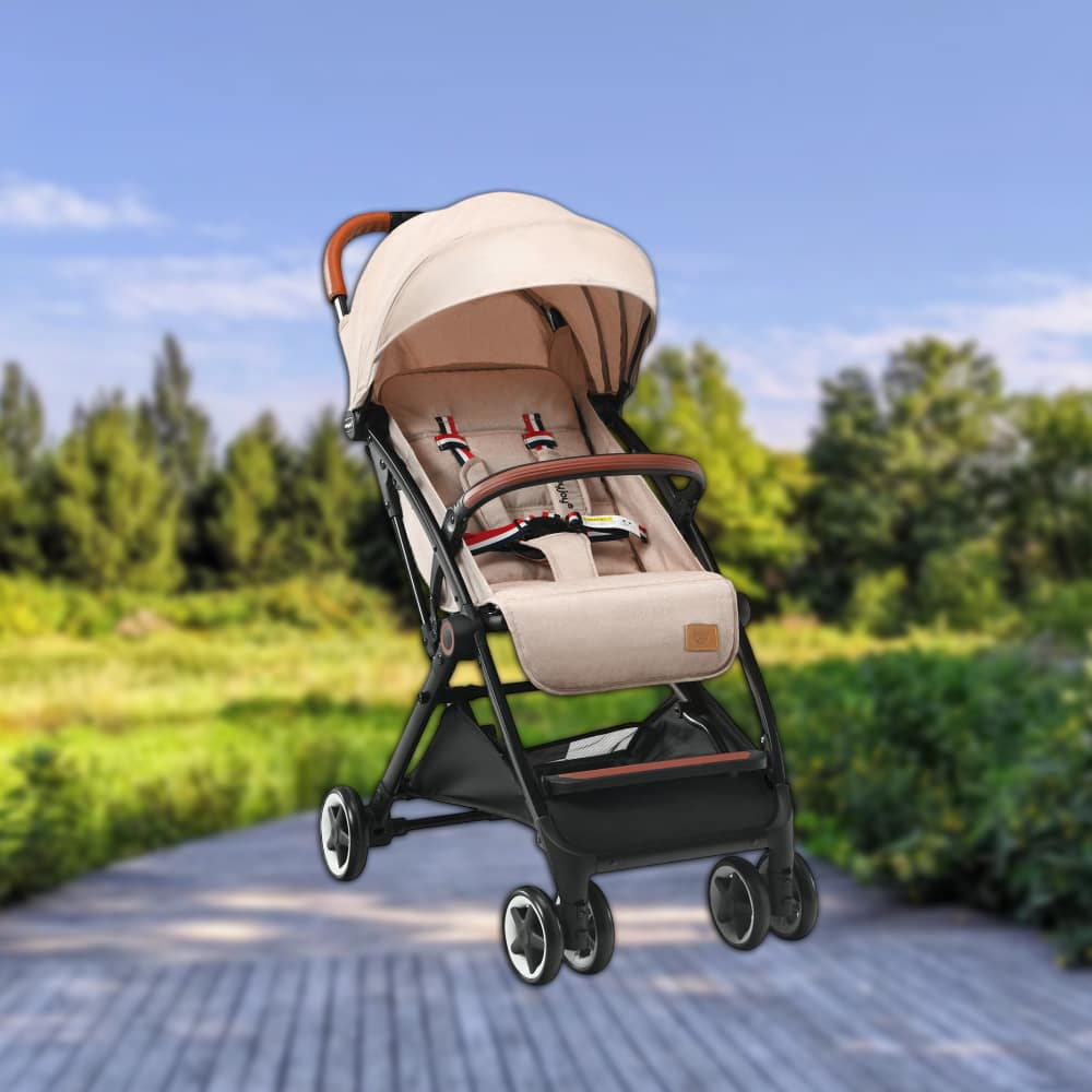 Hivvago - Compact Lightweight Travel Stroller for Toddlers Portable Airplane-Friendly Baby Stroller - Beige