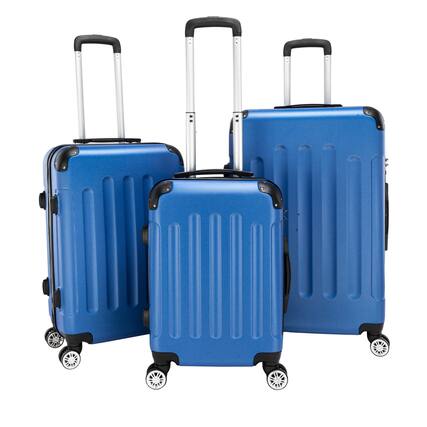 Front. Winado - 20"/24"/28" 3-Piece Hardshell Carry-On Luggage Set, Lightweight ABS Suitcase with Spinner Wheels & TSA Lock - Blue.