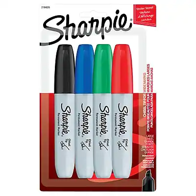 Sure, here is the corrected and grouped text:
**Product Information:**
- Sharpie
- 2184826
- Triple Tip Permanent Marker
- 4 Colors: Black, Blue, Green, Red
- Tip: Chisel
- Large Marks
- Wide Marks
- Permanent Marker
- Sharpie
**Features:**
- Triple Tip Design
- Large, Wide, and Fine Tips
- Permanent Ink
- Acid-Free
- Fade-Resistant
- Dries Fast
- Marks on Most Surfaces
**Certifications:**
- Triple Tip Permanent Marker
- Acid-Free
- Fade-Resistant
**Additional Information:**
- Permanent Marker
- Sharpie
- Pointe Punta Grande
- Tip Chisel
- Grande
- Permanent
- Chisel
- Cinzelada
- Bolaute
- Punte Bolaute
- Cinzelada
- Grande
- Permanent
**Packaging Text:**
- Sharpie
- Triple Tip Permanent Marker
- 4 Colors
- Large, Wide, and Fine Tips
- Permanent Ink
- Acid-Free
- Fade-Resistant
- Dries Fast
- Marks on Most Surfaces
This text