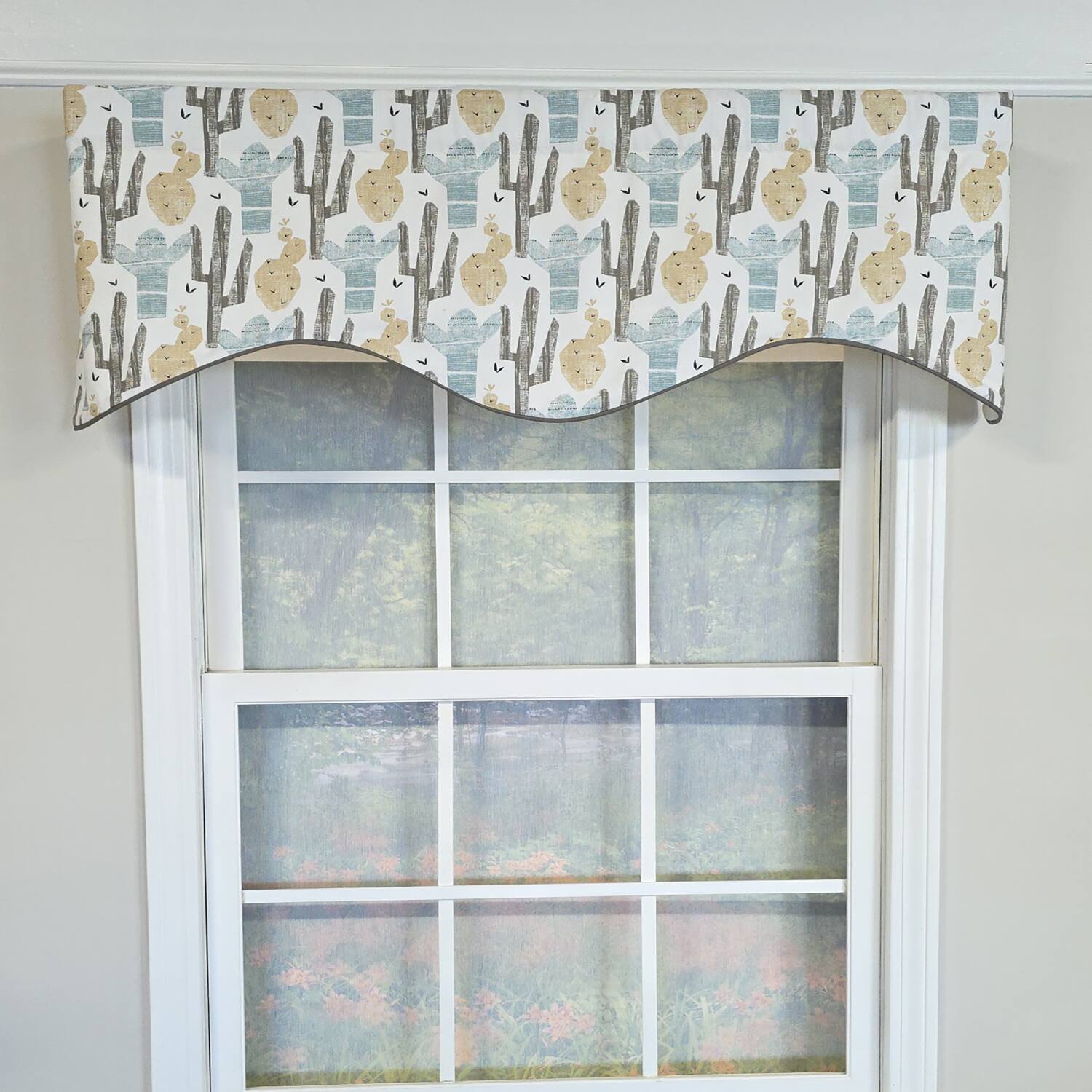 Angle. RLF Home - RLF Home 100% Cotton Arizona Cornice  Fully lined Windows Rod Pocket Valance 50" x 17"  Natural - Natural.