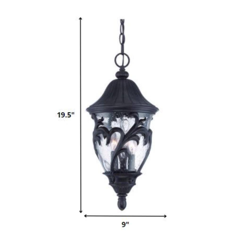 Alt View 2. Hivvago - Hivvago Three Light Matte Black Leaf Detail Hanging Light - Black.