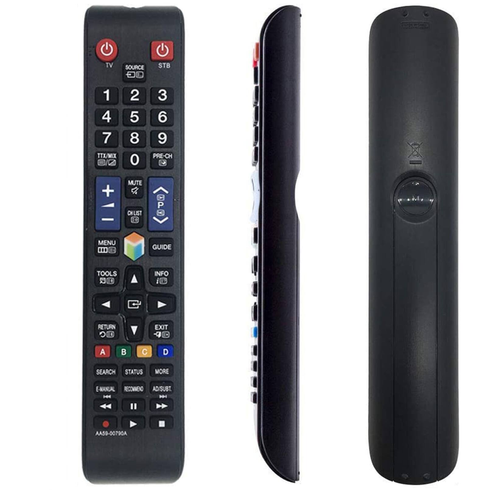 TV SOURCE STB 1 2 3 4 5 6 7 8 9 0 PRE-CH + - MUTE x CHLIST E8 4 BPO P MENU GUIDE TOOLS INFO RETURN EXIT G A B C D SEARCH STATUS MORE E-MANUAL RECOMMENDED AD/SUBT AA59-0079CA