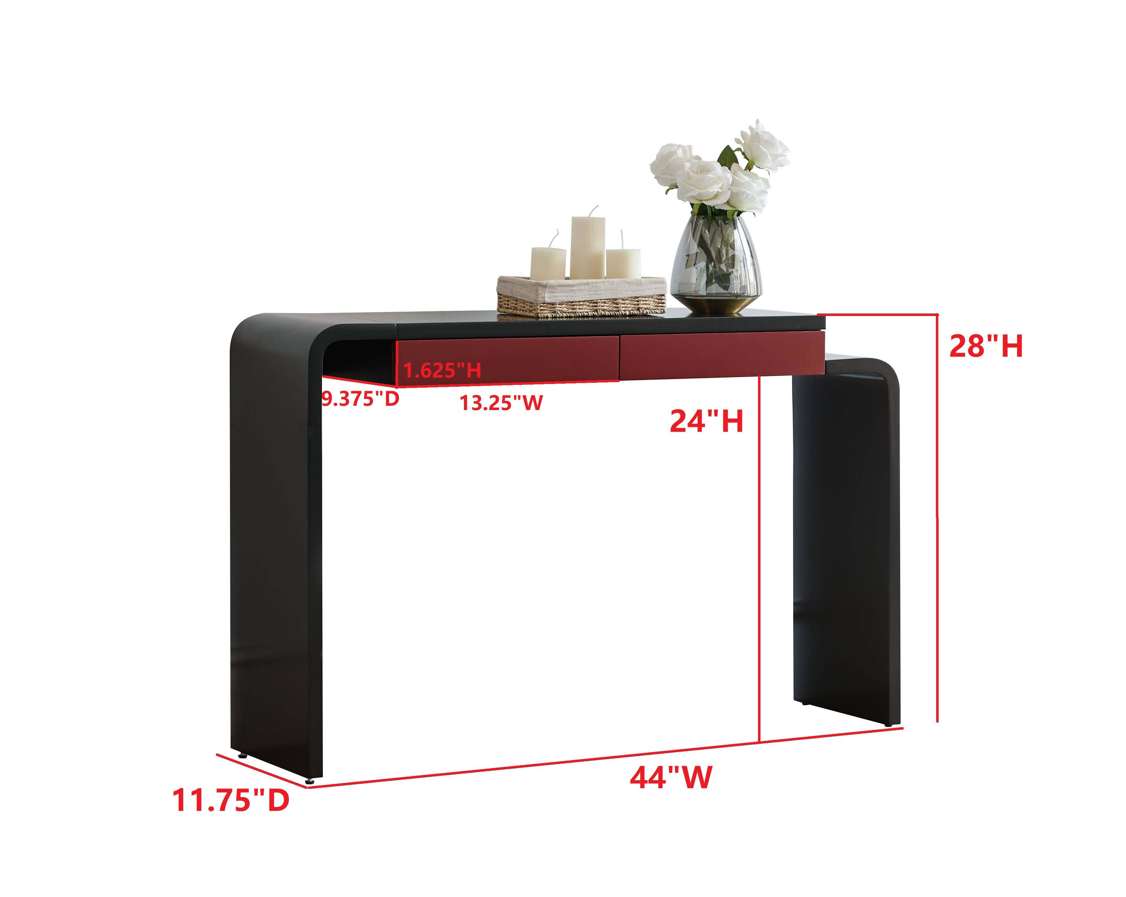 The corrected dimensions are:

- Height: 28"H
- Depth: 11.75"D
- Width: 44"W
- Shelf height: 1.625"H
- Shelf depth: 9.375"D
- Shelf width: 13.25"W