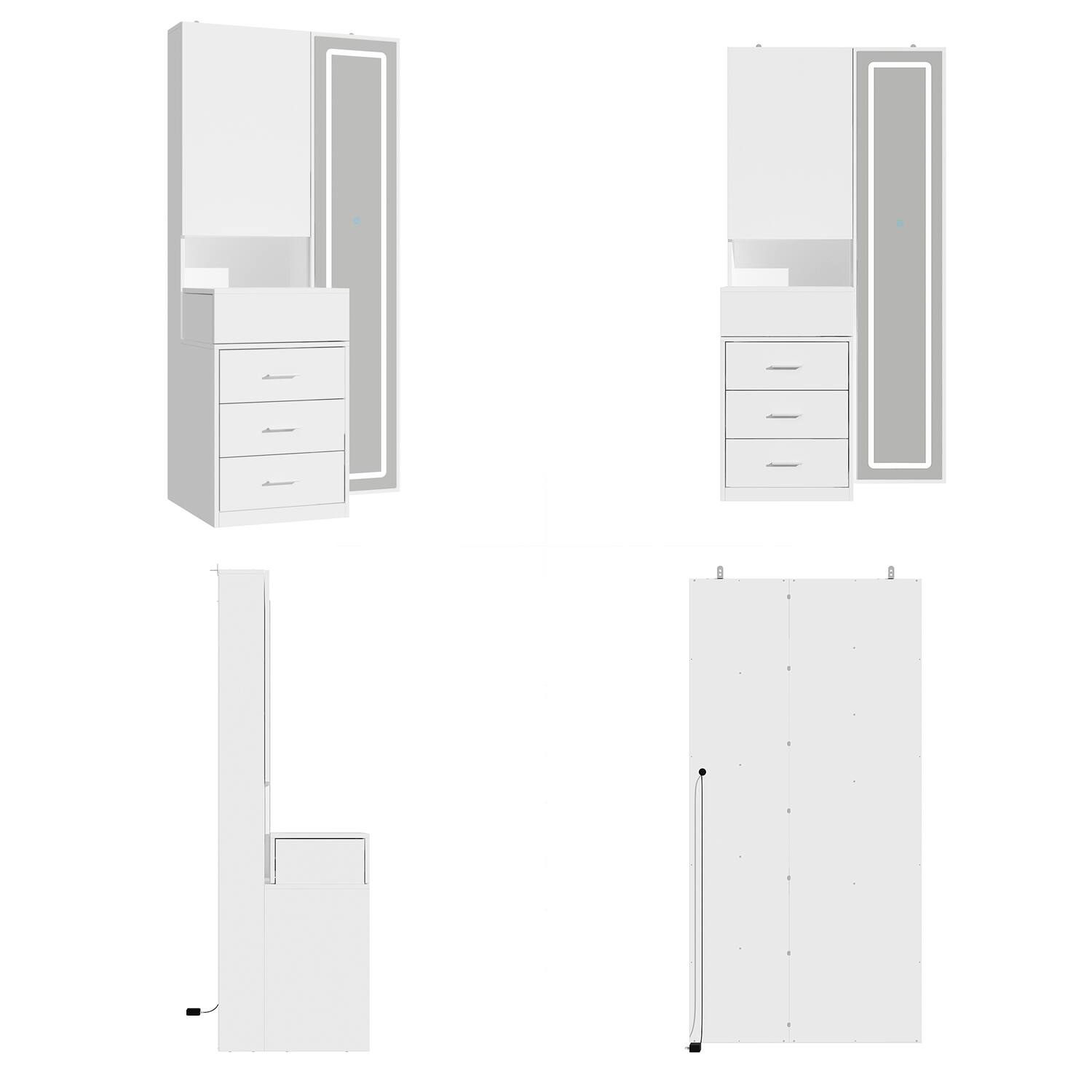 Alt View 9. Famapy - LED Full - Length Mirror Vanity Set with Hidden Makeup Desk & Ample Storage - White.