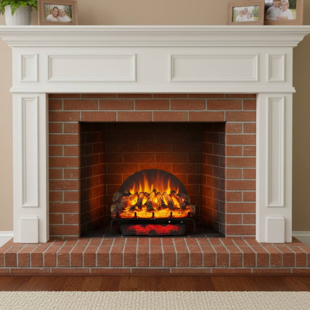 Angle. Touchstone Home Products - 27 in. Freestanding BurnBrite Smart Electric Log Insert 1500W - Black.