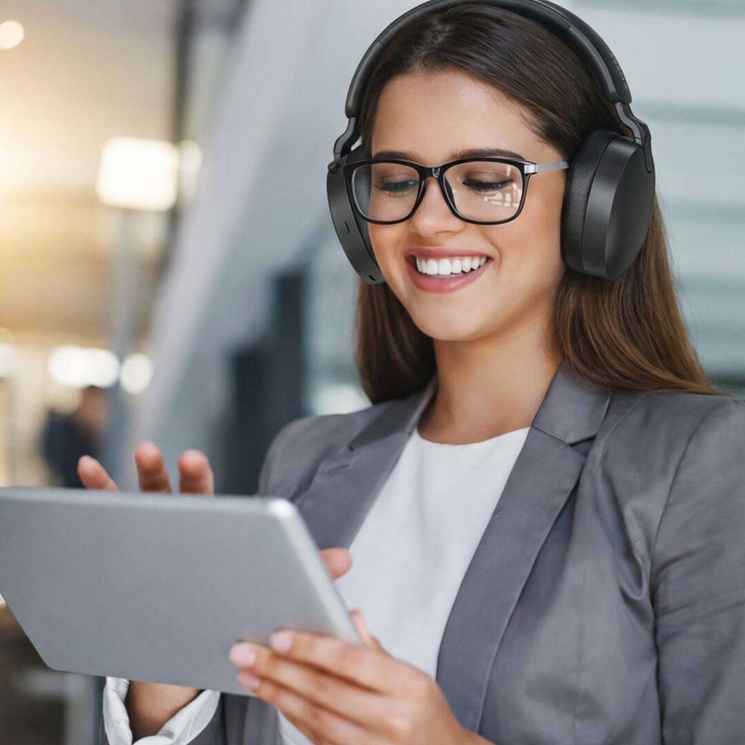 Alt View 2. LIVEY - 950BT Hybrid ANC Wireless Headset with AI Noise Cancellation for Clear Calls.