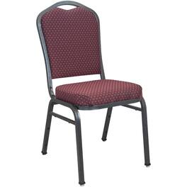 Emma + Oliver - Premium Crown Back Banquet Chair - Burgundy Patterned Fabric/Silver Vein Frame