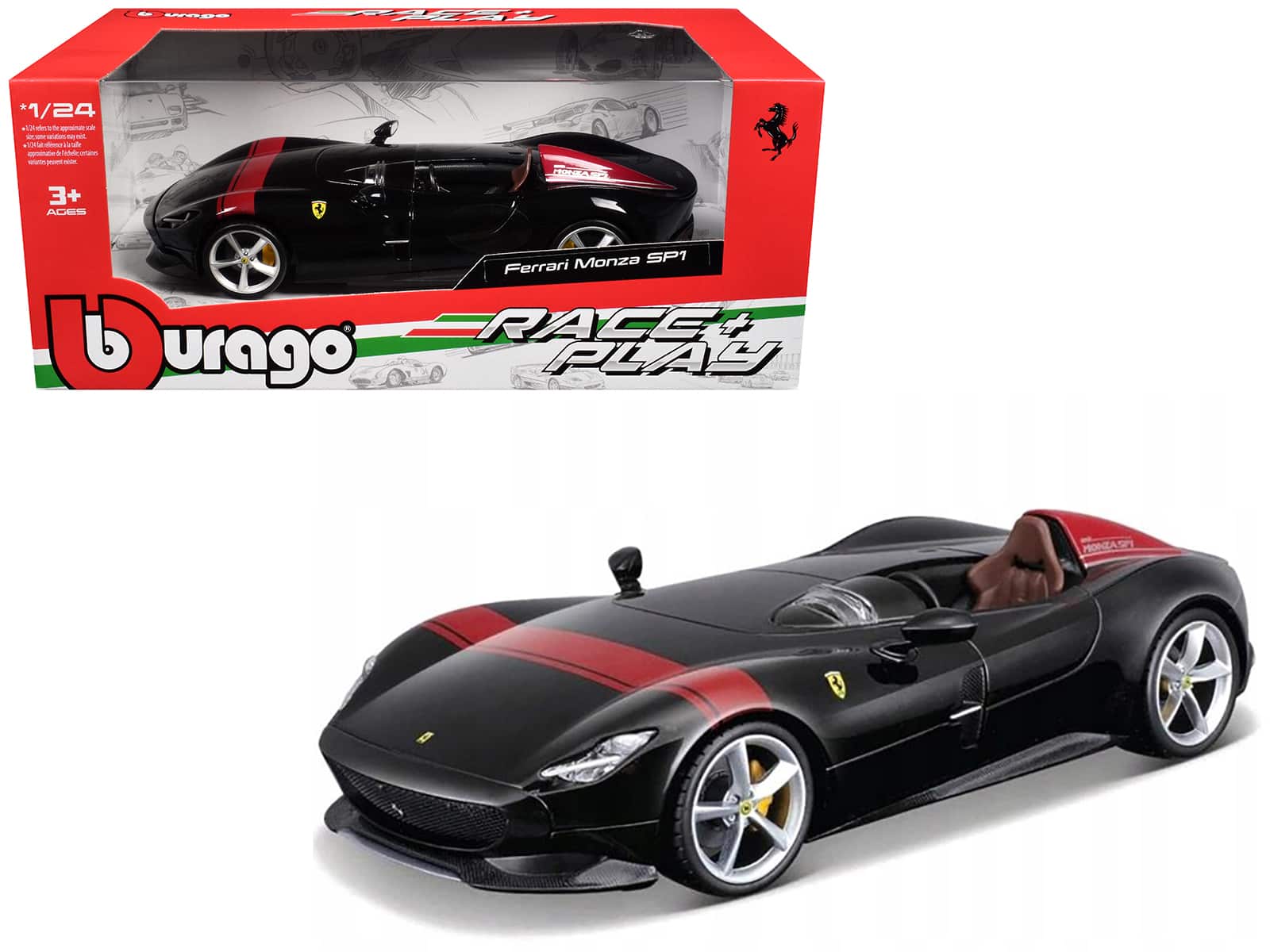 Ferrari Monza SP1 Black Metallic with Red Stripes 