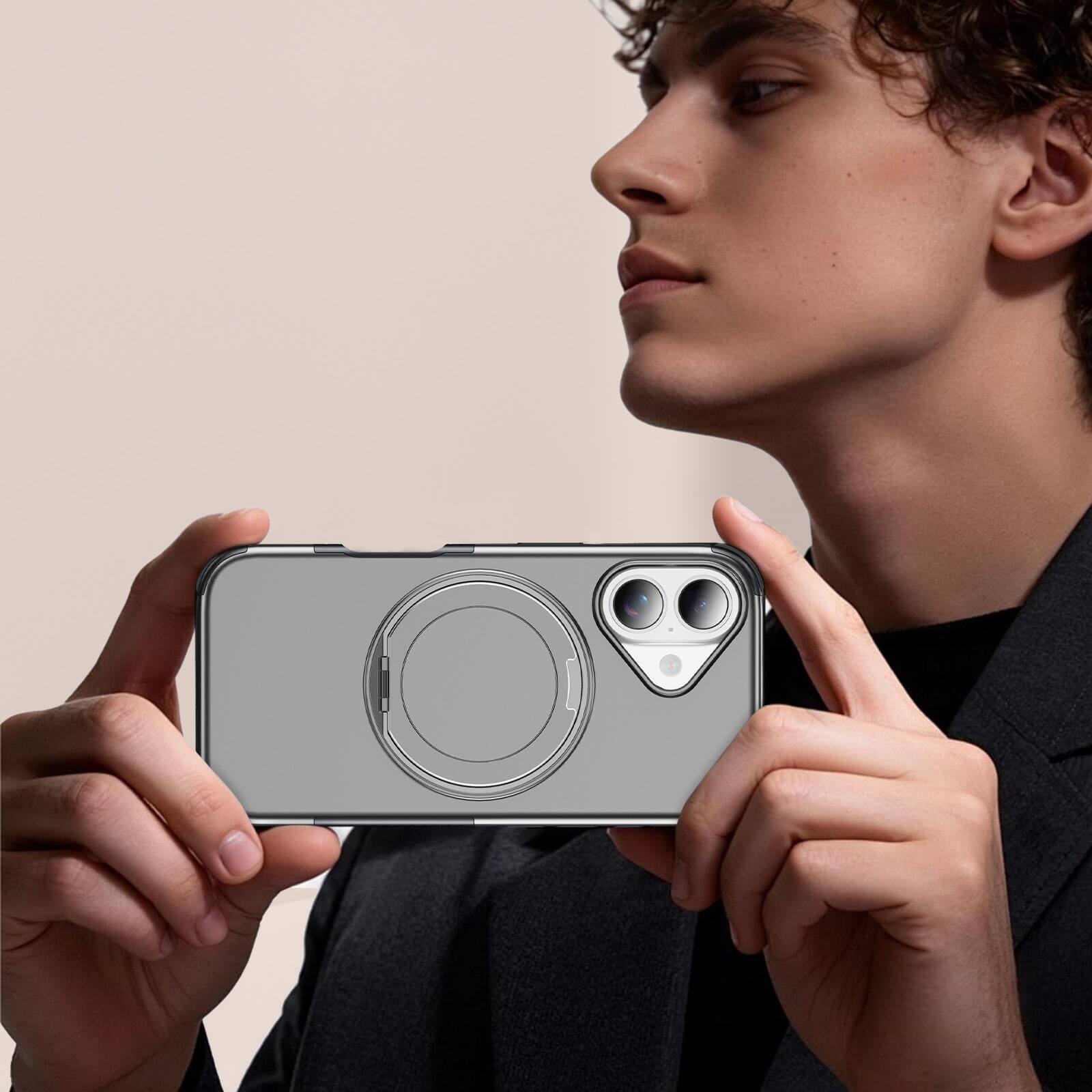 Alt View 4. UUCOVER - Magnetic Case for iPhone 17,Shockproof TPU+PC Case Rind Holder Stand Case Compatible with MagSafe Cover - Silver.