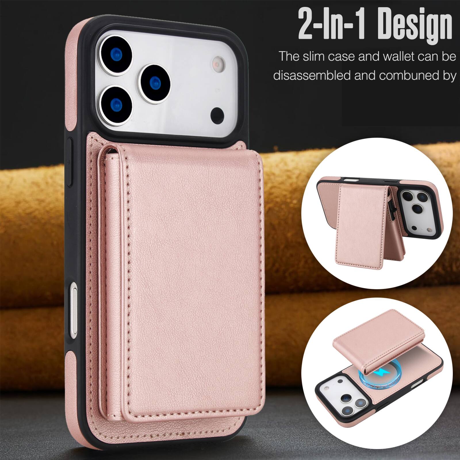 2-In-1 Design  
The slim case and wallet can be disassembled and combined by
