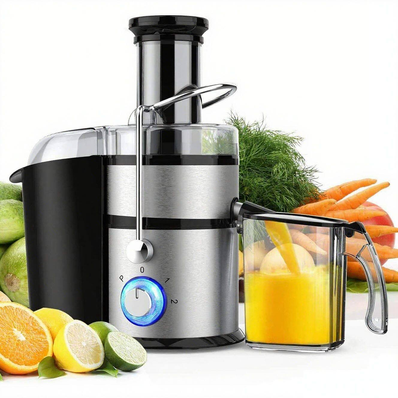 Alt View 6. Forest'nSky - 1300W Electric Juicer - 3-Speed Centrifugal Fruit & Vegetable Extractor with 75mm Wide Chute & Safety Lock - Black.